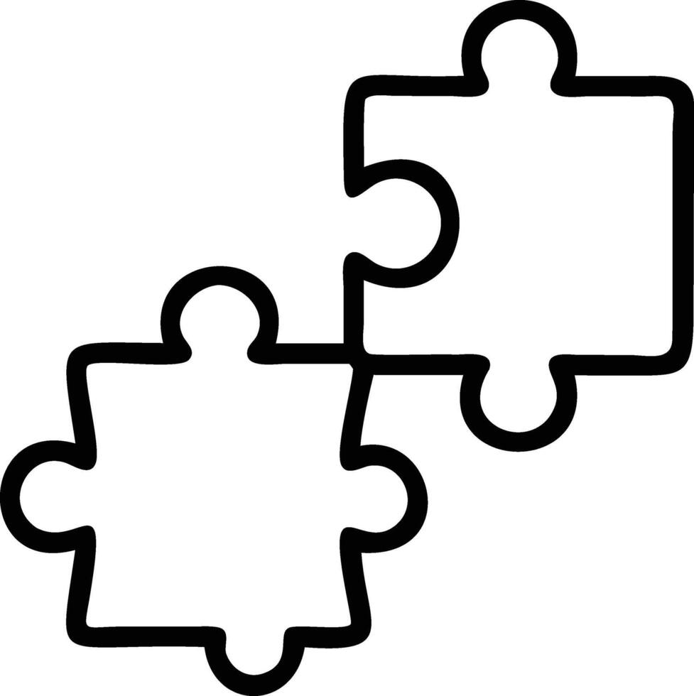 Minimalist black and white illustration of interlocking puzzle pieces vector