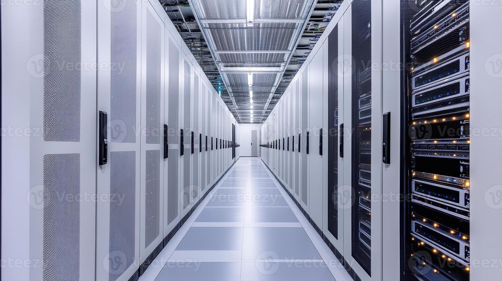 Data Center Alley Servers in a Digital World IT Infrastructure and Server Room Environment photo