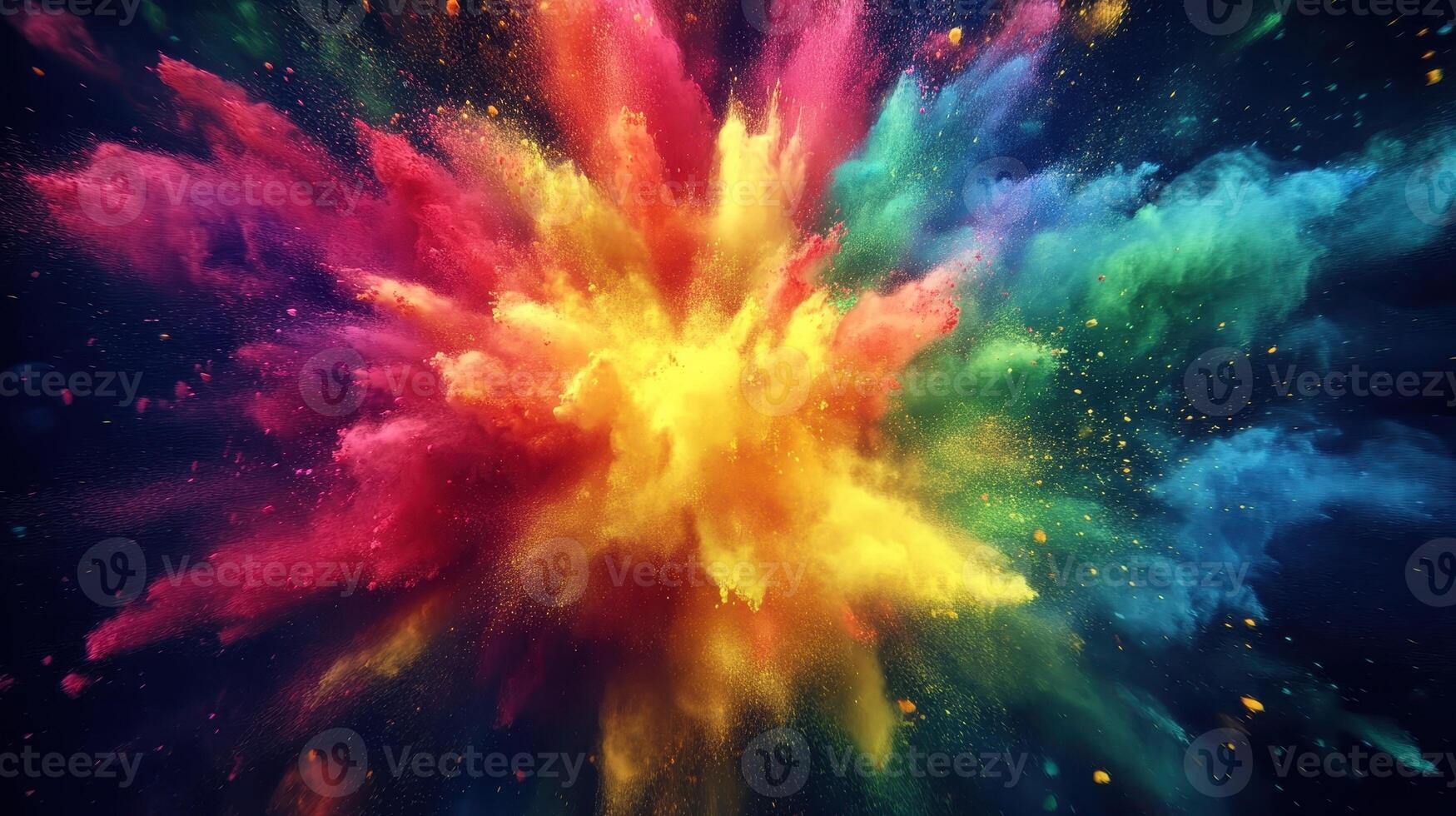Explosion of Color A vibrant cloudburst of vivid pigments on a dark canvas creating a spectacular spectacle photo