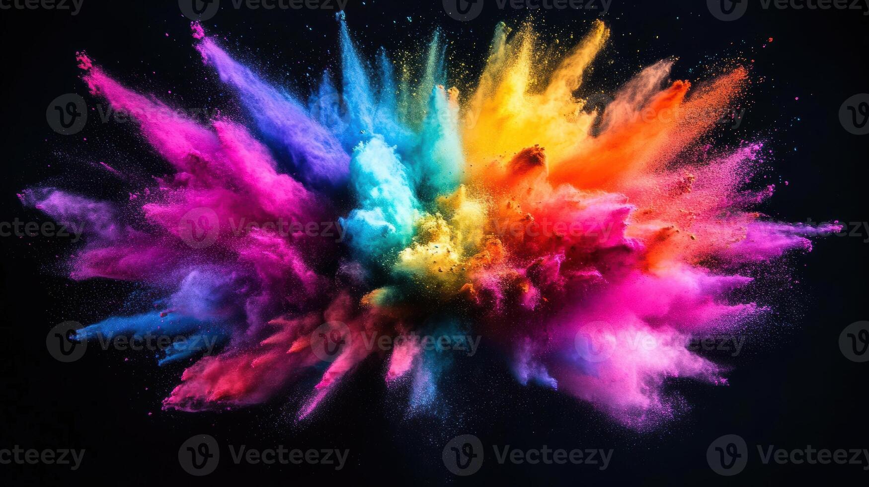 Chromatic Eruption A Vibrant Explosion of Powdered Pigments on Dark Backdrop photo