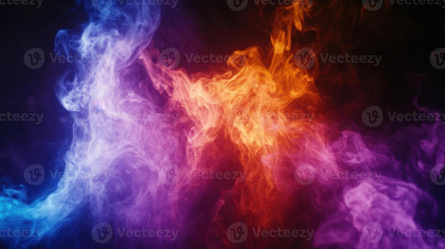Vibrant Smoke Streams A Collision of Cool Blues Hot Oranges and Mystical Purples photo
