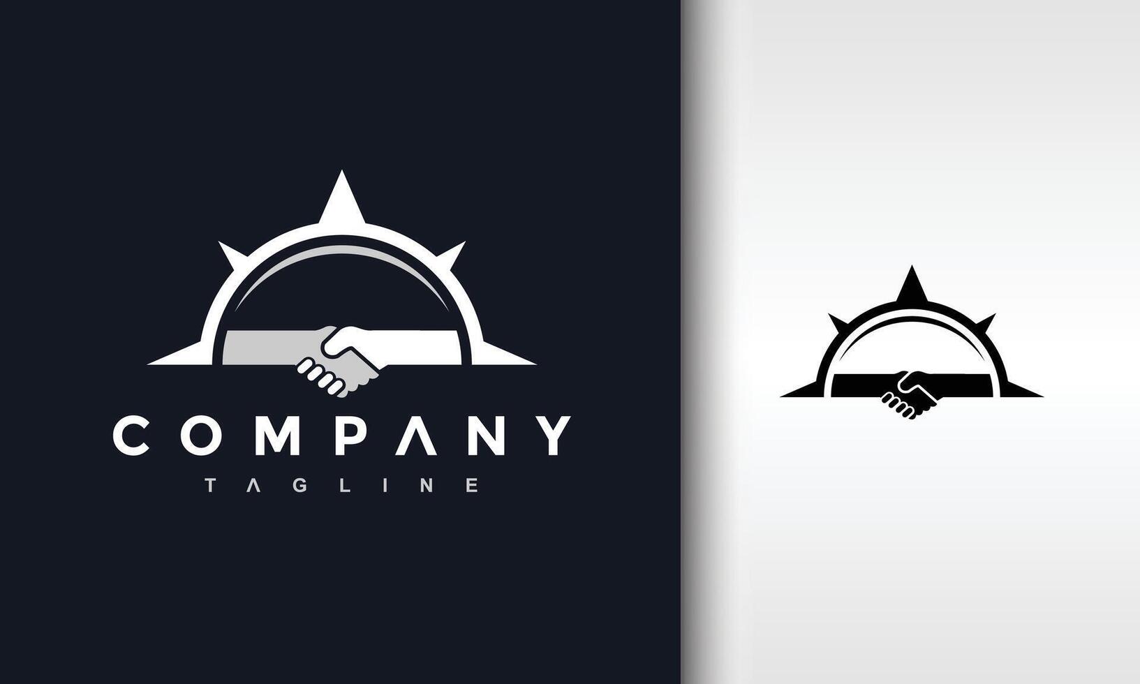 compass shaking hands logo vector