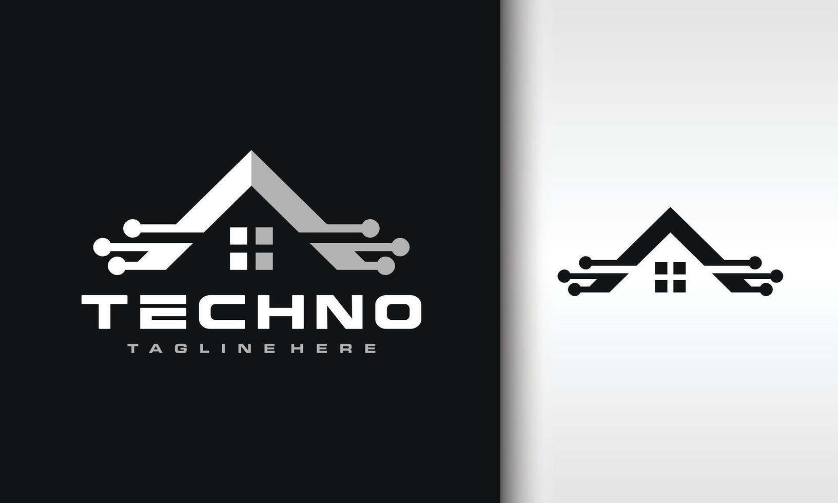 tech house roof logo vector