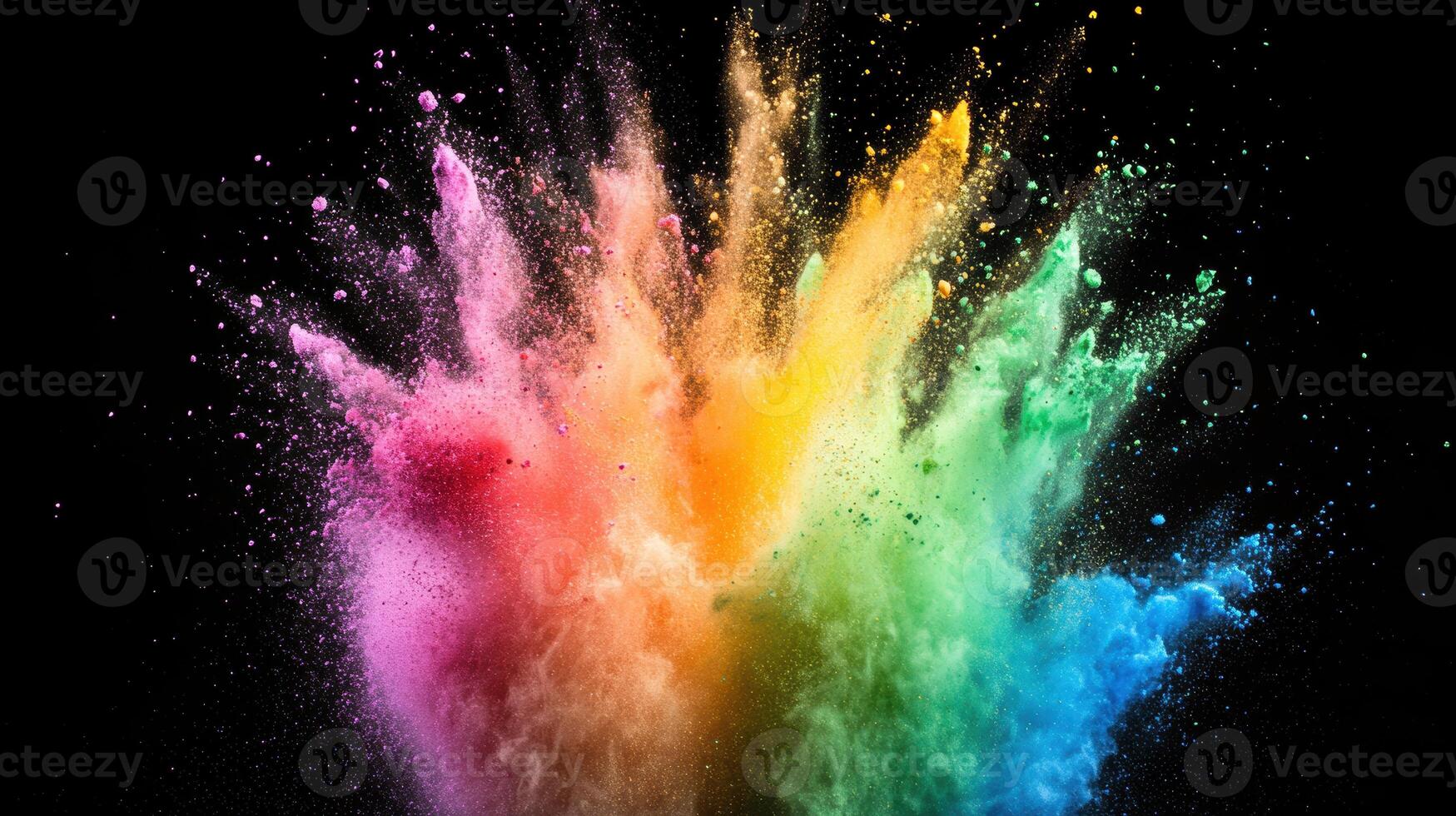 Chromatic Explosion A Burst of Vibrant Powder Against the Void photo