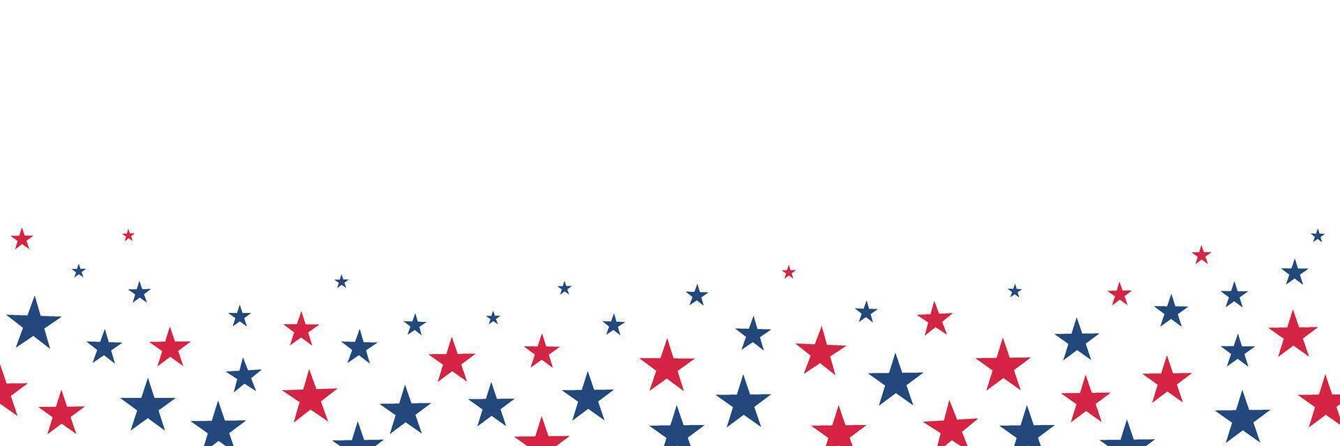 American Independence Day stars isolated on transparent background. Red and blue stars in USA flag colors. 4th of July, independence day stars template banner vector