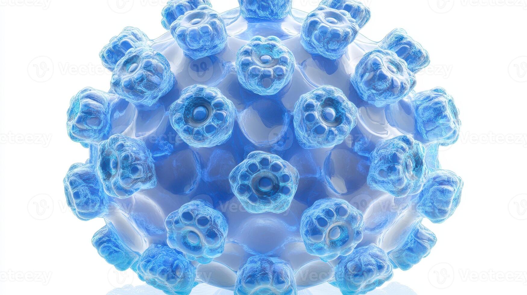 Detailed Virus Particle Render Blue and Intricate Microscopic Structure photo