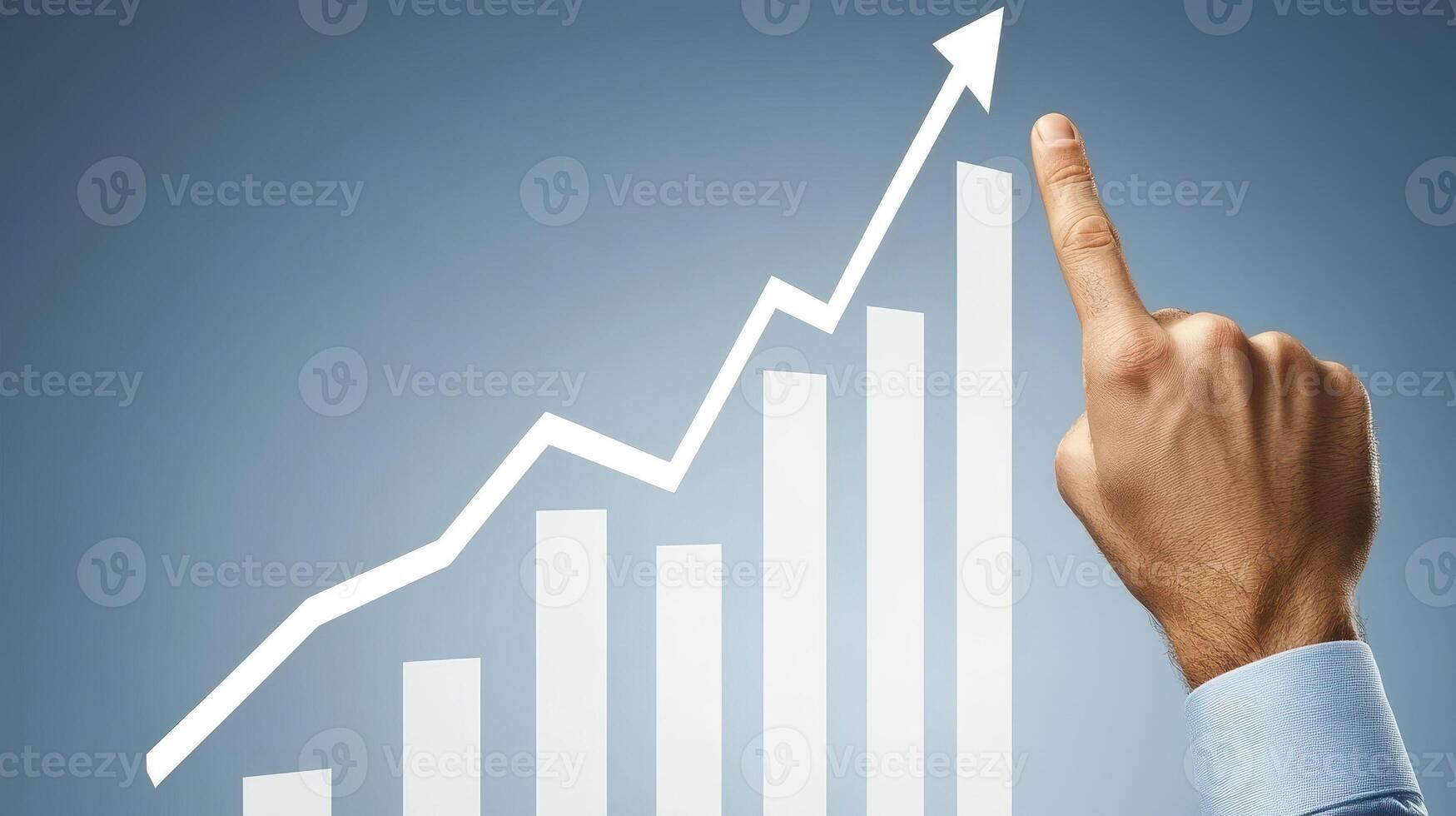 Pointing to Growth Upward Trend Chart and Hand Gesture Business Success Illustration photo