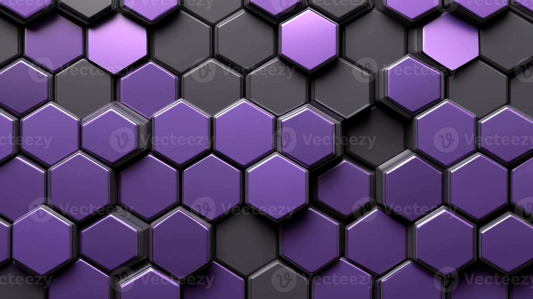 Metallic Purple and Gray Hexagons with Depth Modern Abstract Geometric Design photo