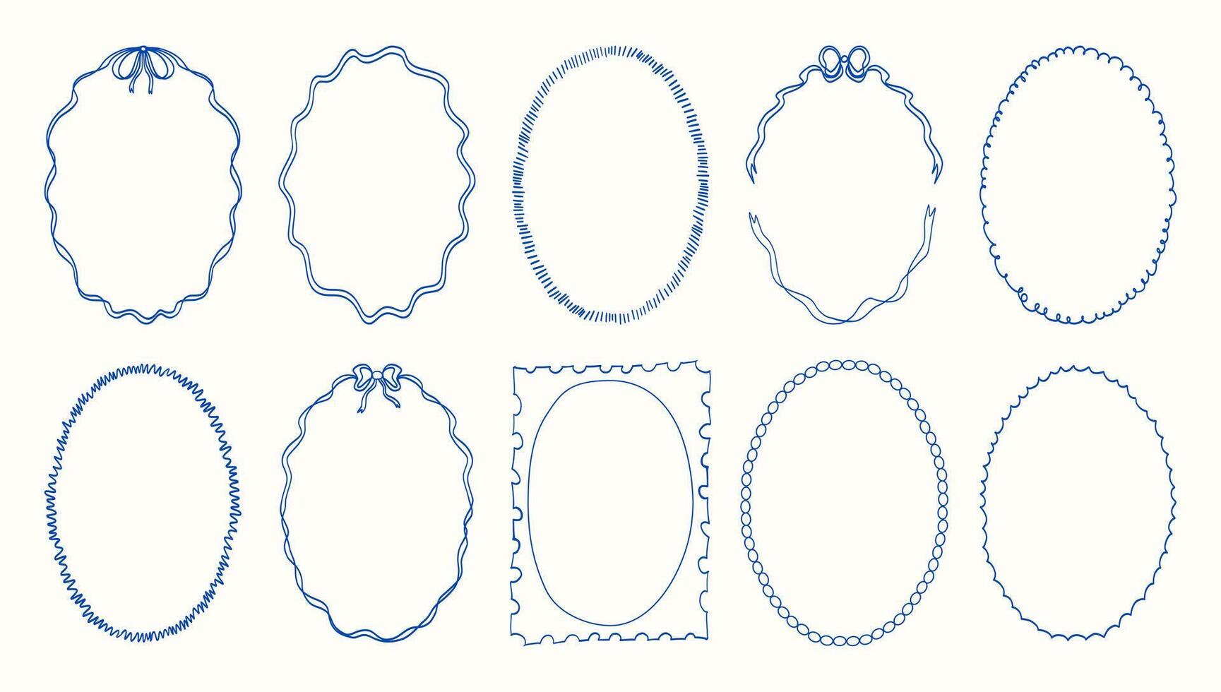 A set of blue and white circles with a bow in the middle. The circles are all different sizes and shapes vector