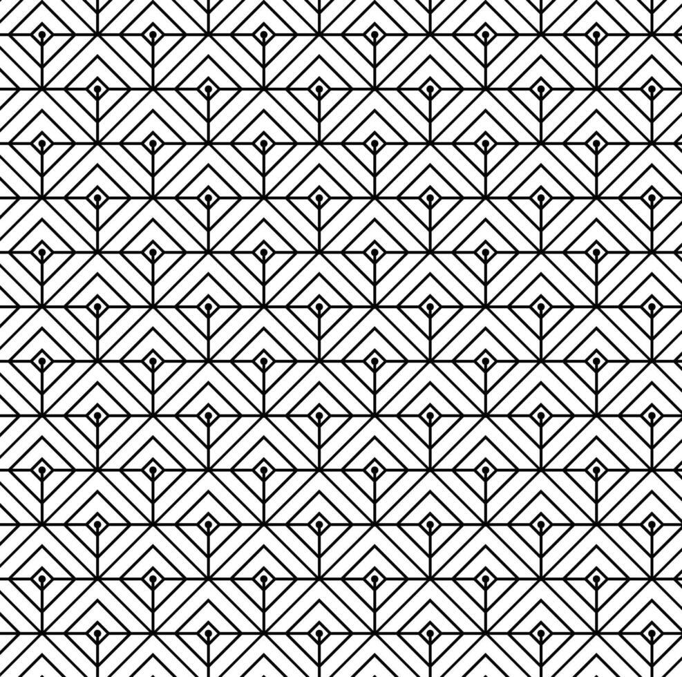 rhombus with lines and dots Geometry seamless pattern. graphic line illustration. Black and white abstract For poster, party invitation, backdrop, ad, sale promotion, print for t-shirt vector