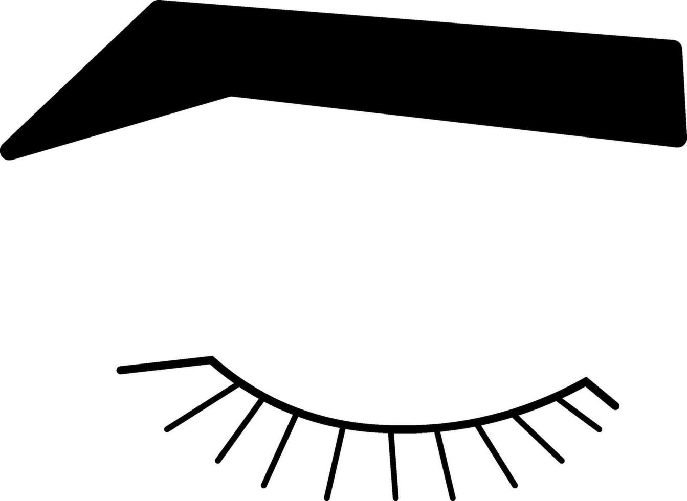 Closed eye with eyebrow isolated. graphic line illustration. Black and white kawaii icon. For poster, party invitation, backdrop, ad, sale promotion, print for t-shirt vector