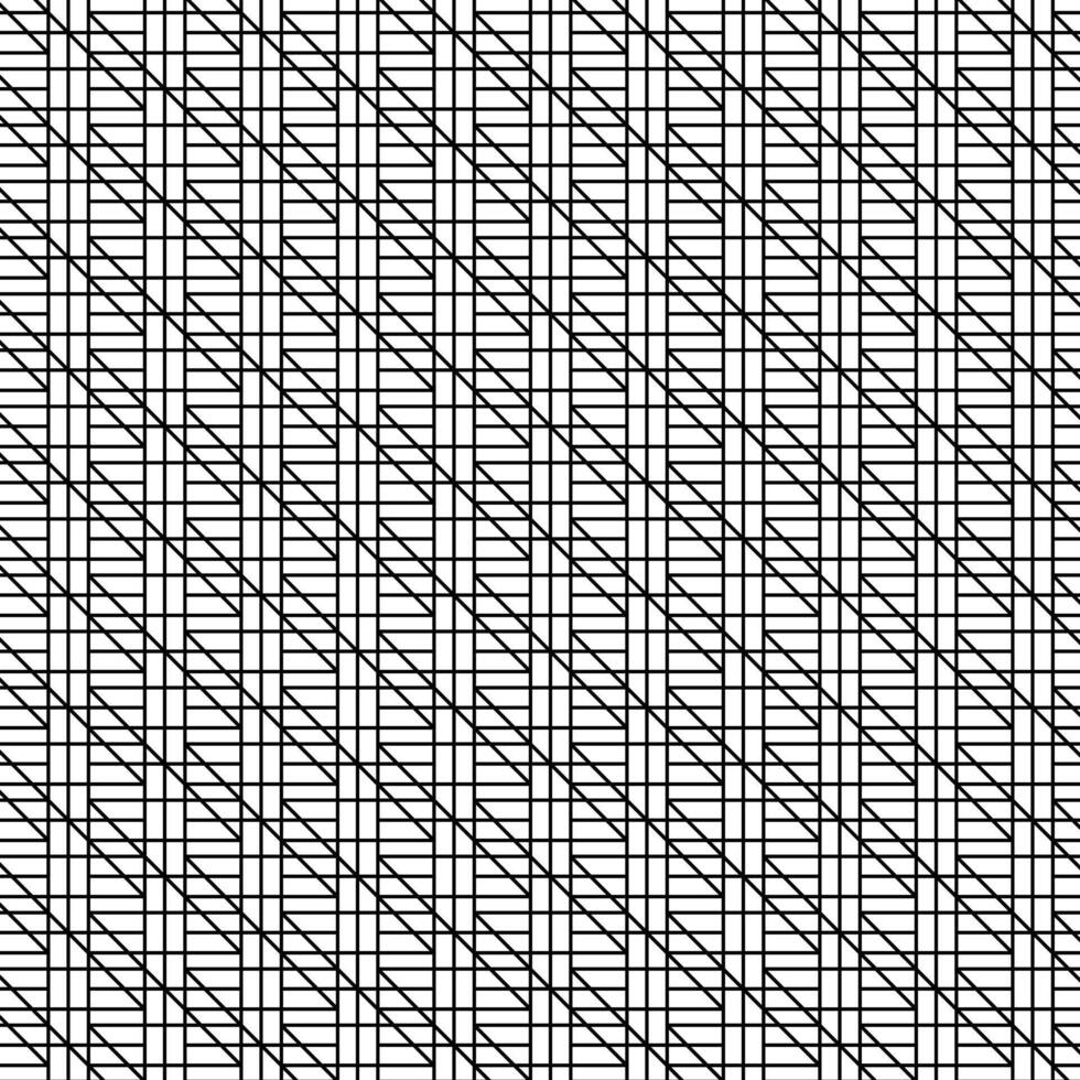 Thin line Geometric black, white seamless pattern with ornament in form of thin horizontal, vertical intersecting straight lines and diagonally at an angle of 45 degrees. illustration vector