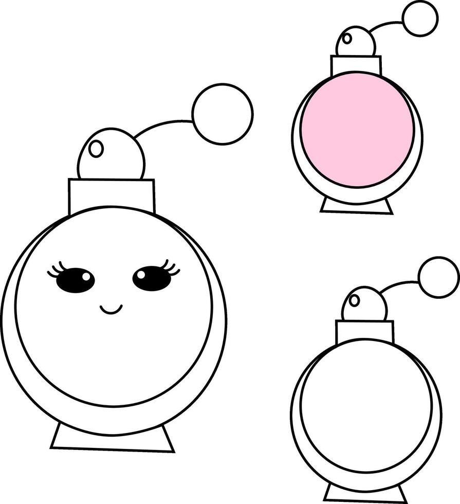 Perfume bottles isolated. graphic line illustration. Black and white kawaii icon. illustration for package, vacation design, fabric and textile. vector