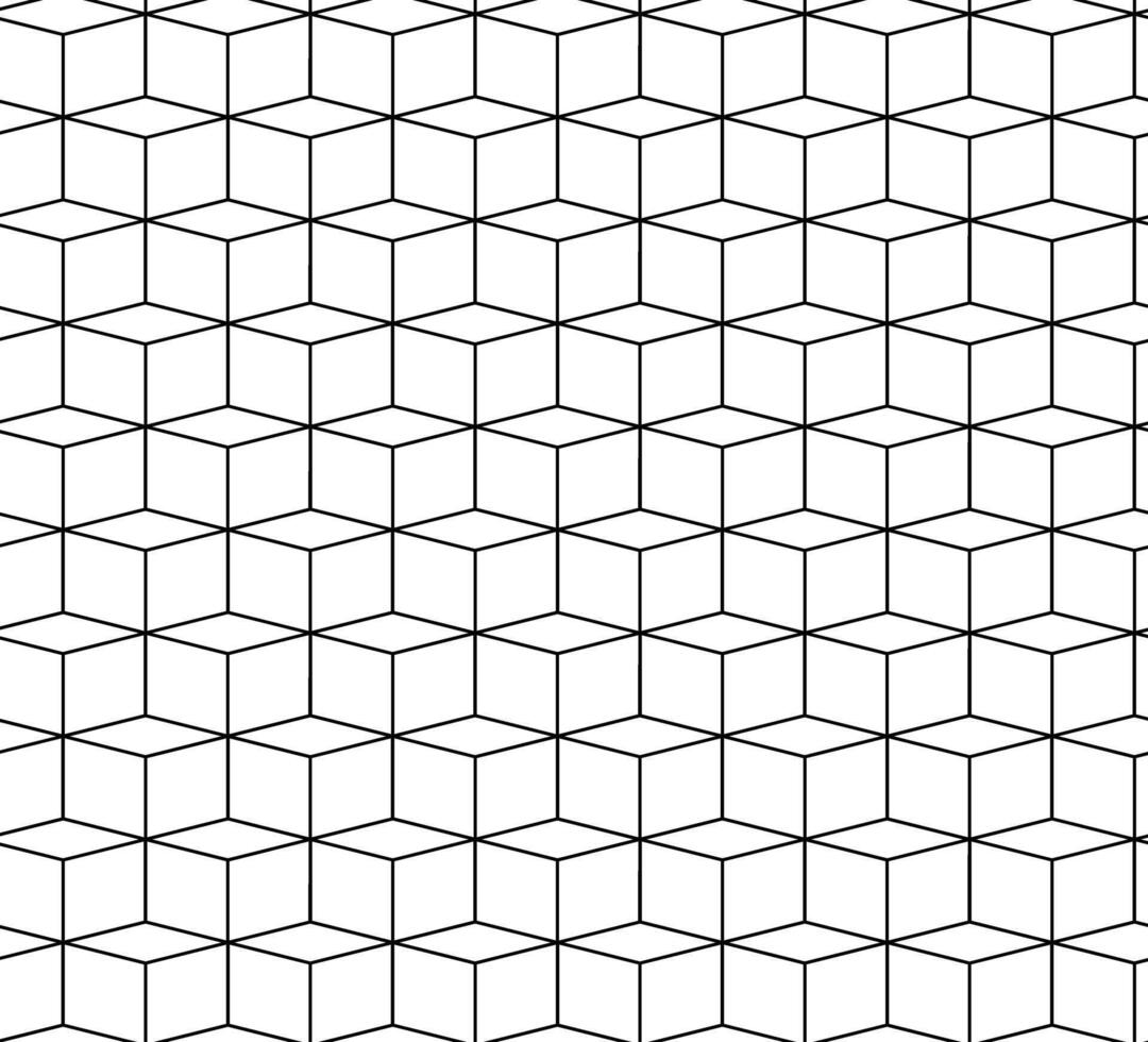 geometric cubes pattern, seamless background Geometry seamless pattern. graphic line illustration. Black and white abstract For logo, web, package, sticker. vector