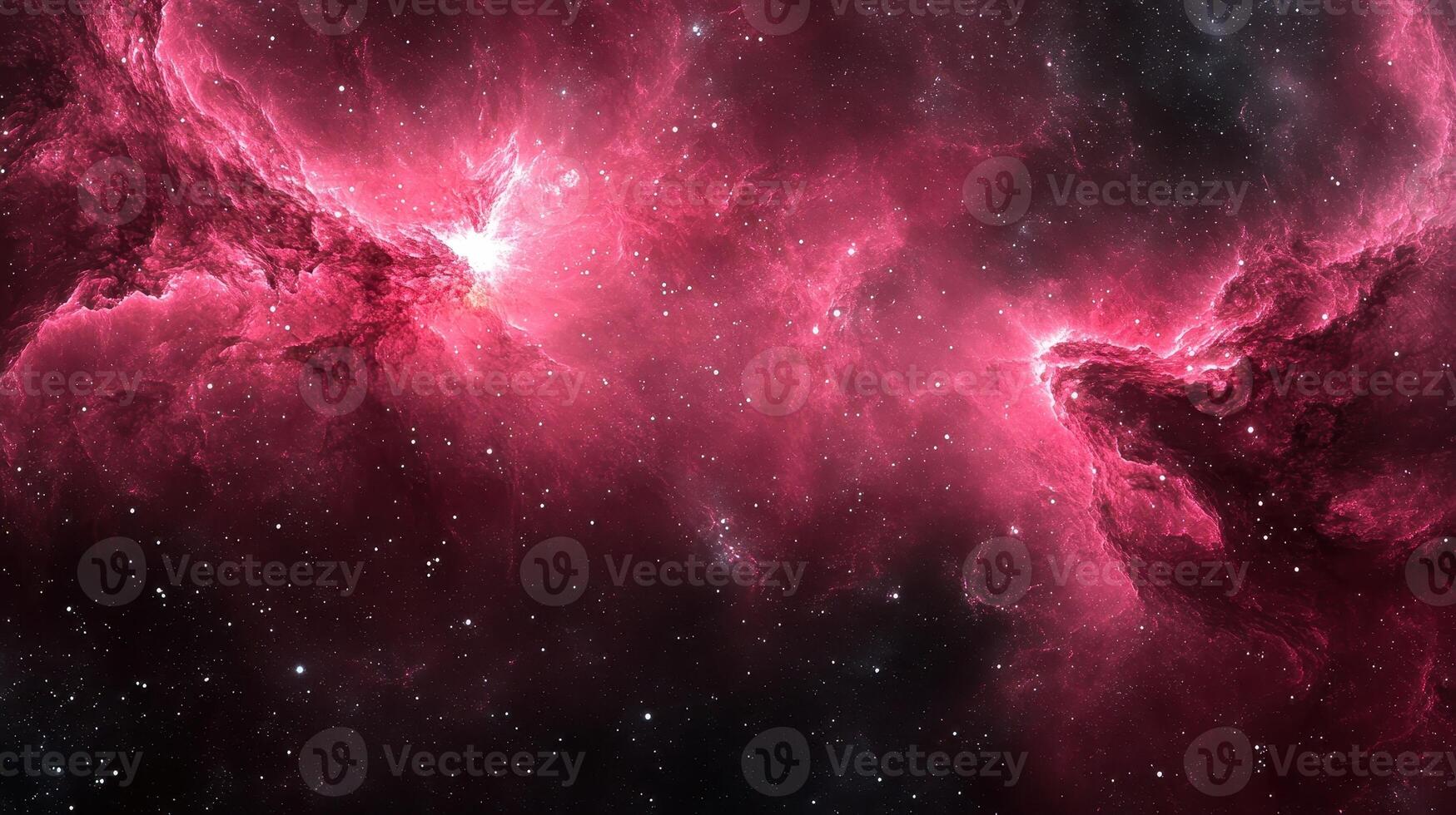 Rosy Cosmos A Majestic Nebula in Crimson Hues Sparkling Stars Across the Dark Expanse photo