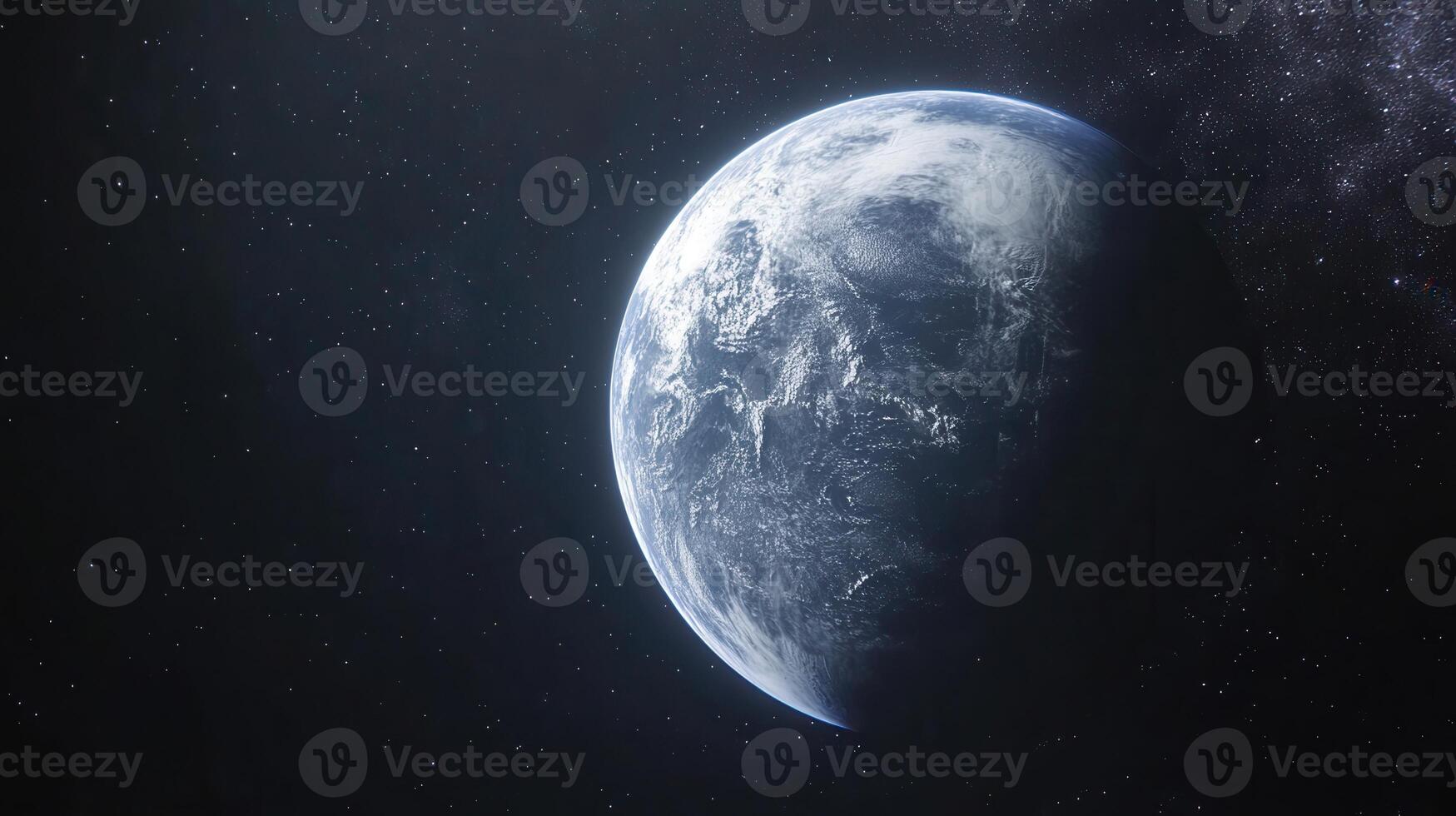 Earth from Space A Serene View with Stars and Atmosphere photo