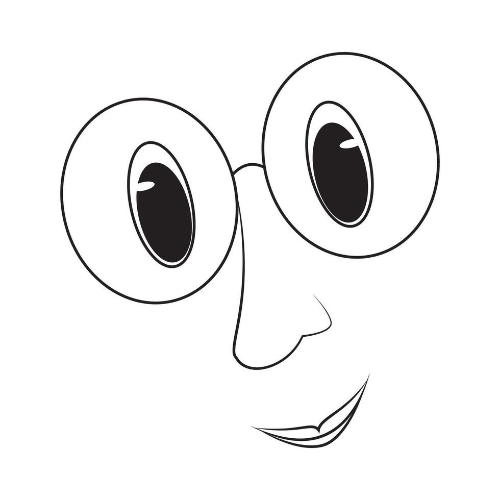 A cartoon face with glasses and a smile vector