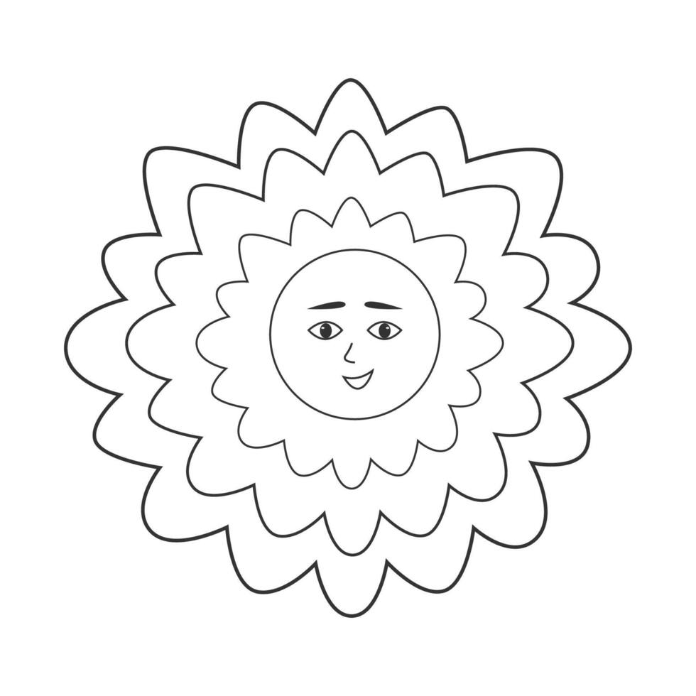 A sunflower with a face and a flower in the middle vector