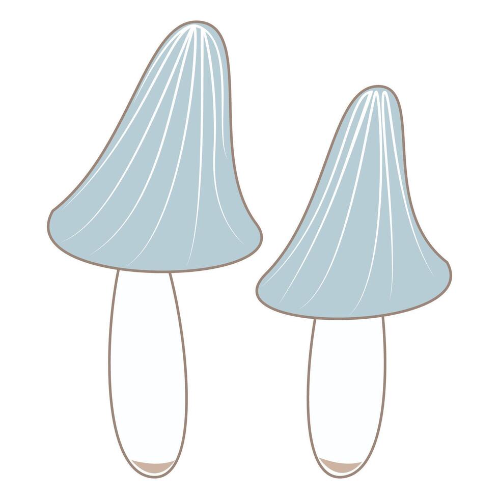 Two blue mushrooms with white tips on a white background vector