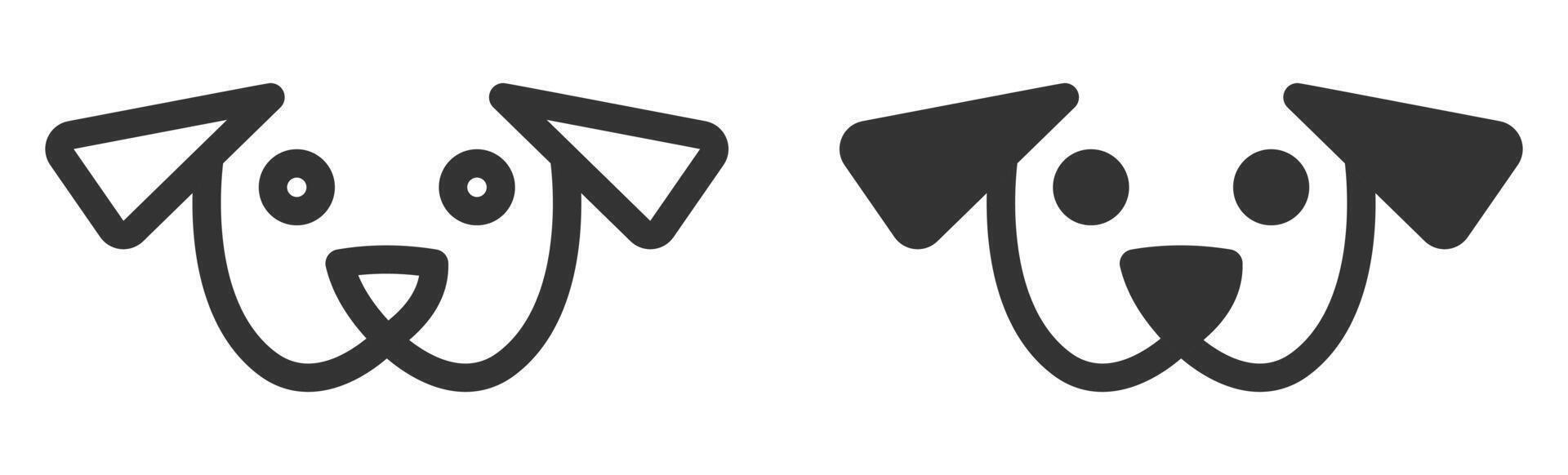 Two black and white dog faces with different expressions vector