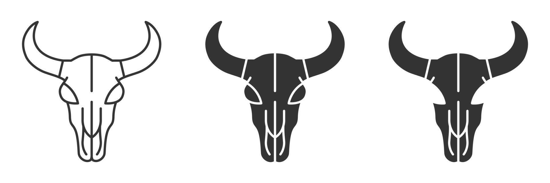 Bull skull icon set, illustration vector