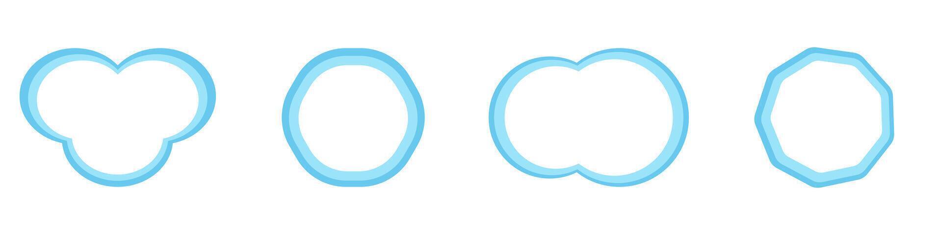 Blue outlined cloud shapes with varying styles. vector