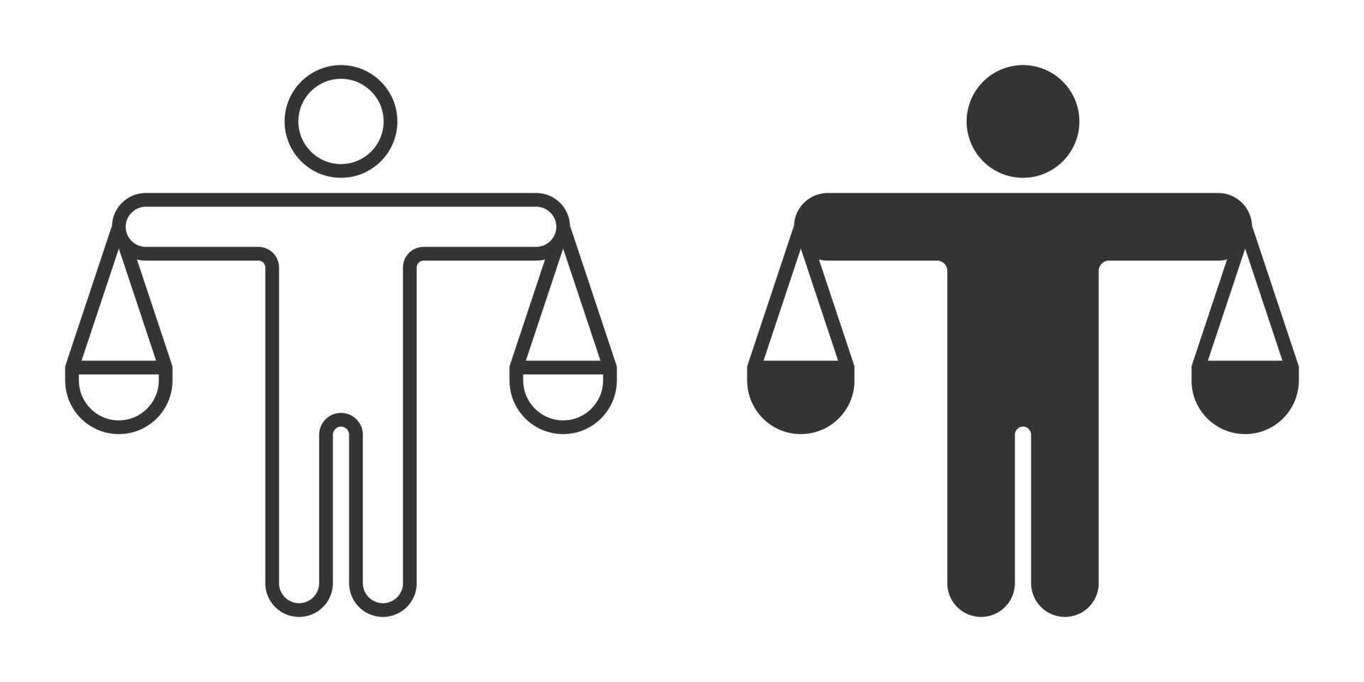 Two men holding scales of justice on a white background vector