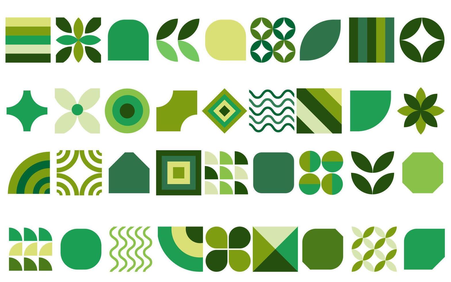 Set of bauhaus geometric shapes, pattern in tiles, decorative abstract art, banner, wallpaper, concept background print, minimalist shape texture, geometry collage. vector