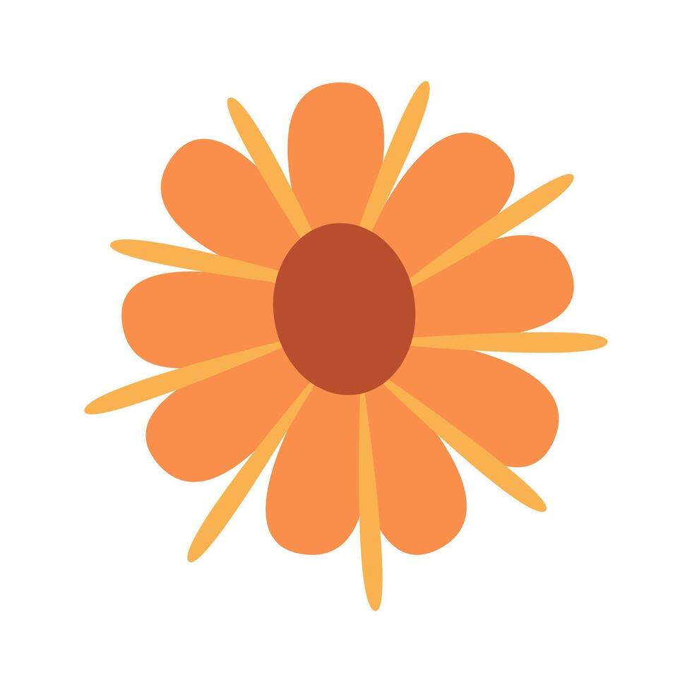 Bright orange daisy with bold central circle and petals. vector
