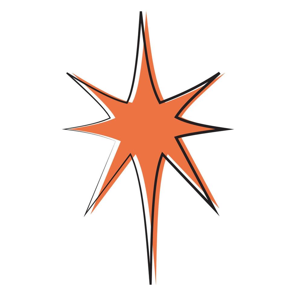Sharp orange starburst with bold black outline. vector