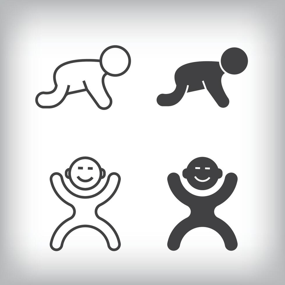 Baby and crawling artistic design. Simple linear and flat artistic family icon set. vector