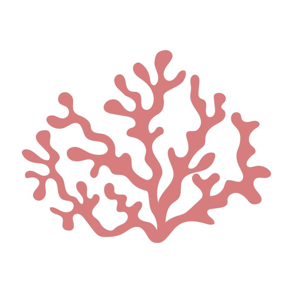 Cartoon-style underwater plants, corals, sponges, sea life shape vector