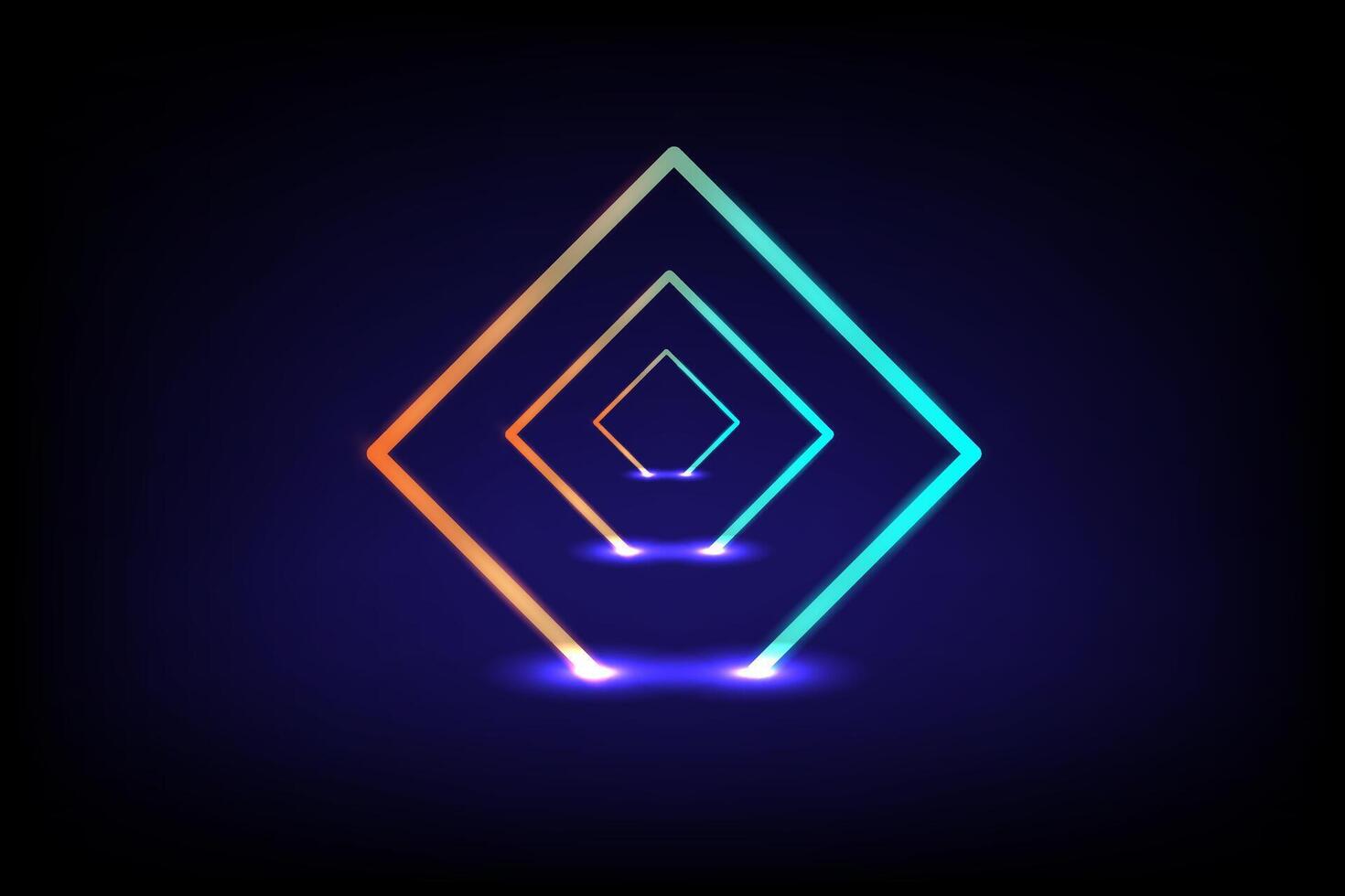 Neon blue digital square frame on a dark blue background, connectivity high tech and futuristic network concept vector