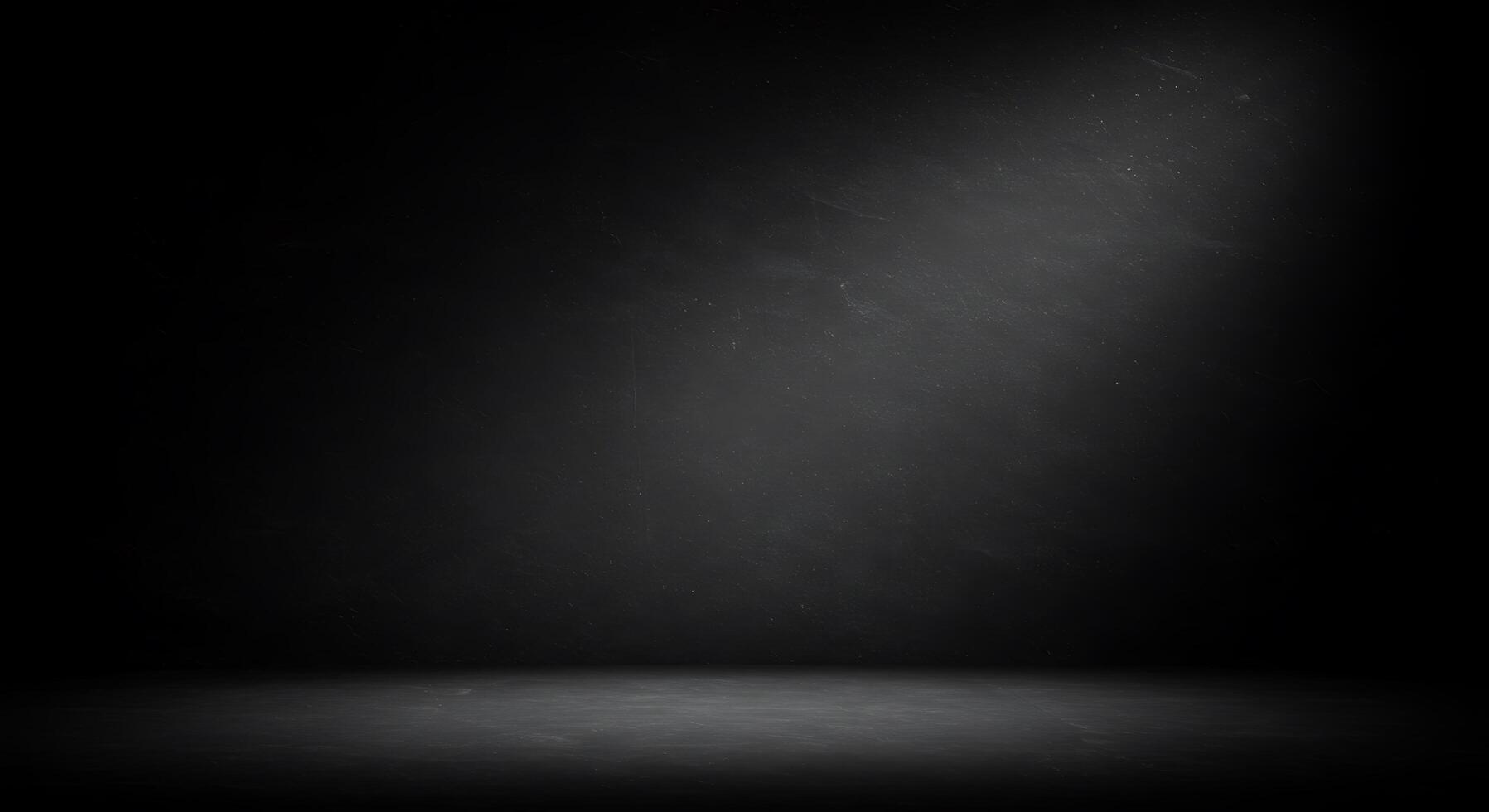 Empty black room with spotlight and light photo