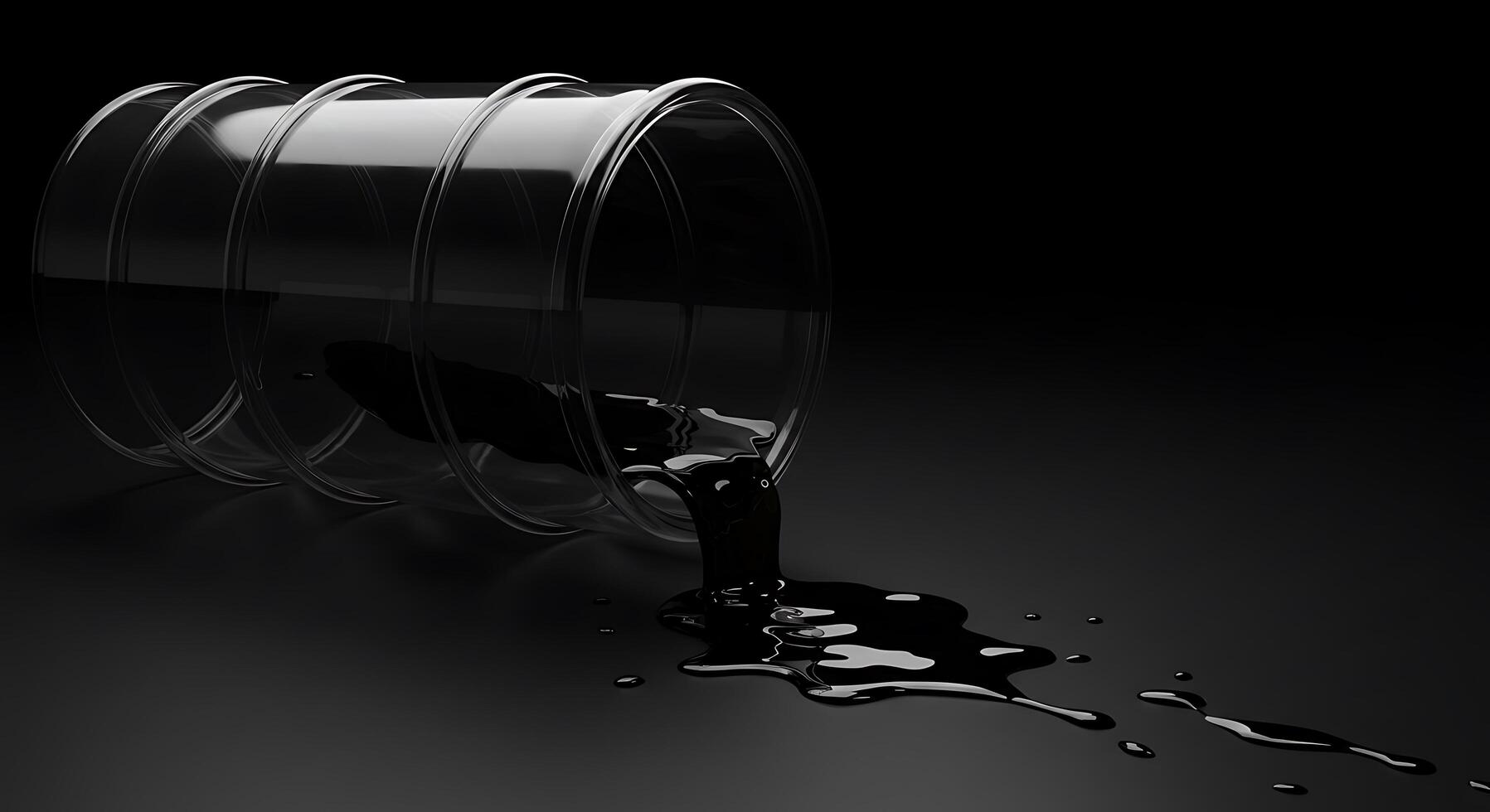 A glass barrel with oil spilling out of it photo