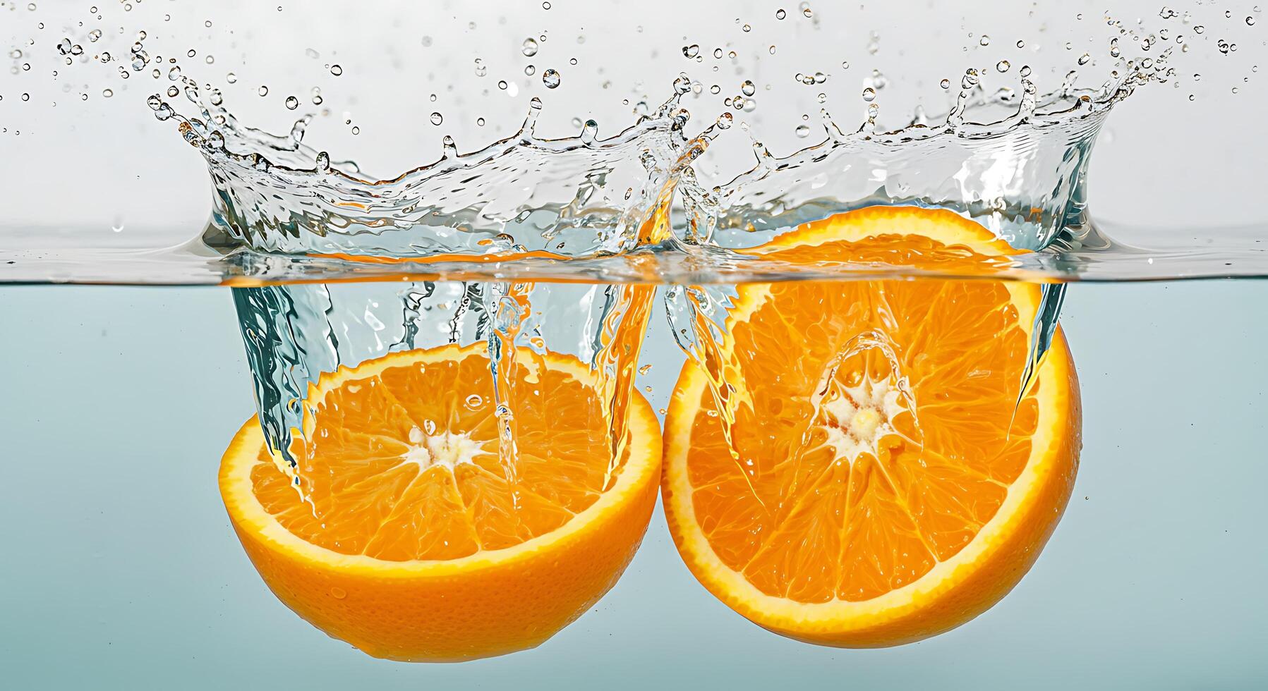 Two oranges in water photo