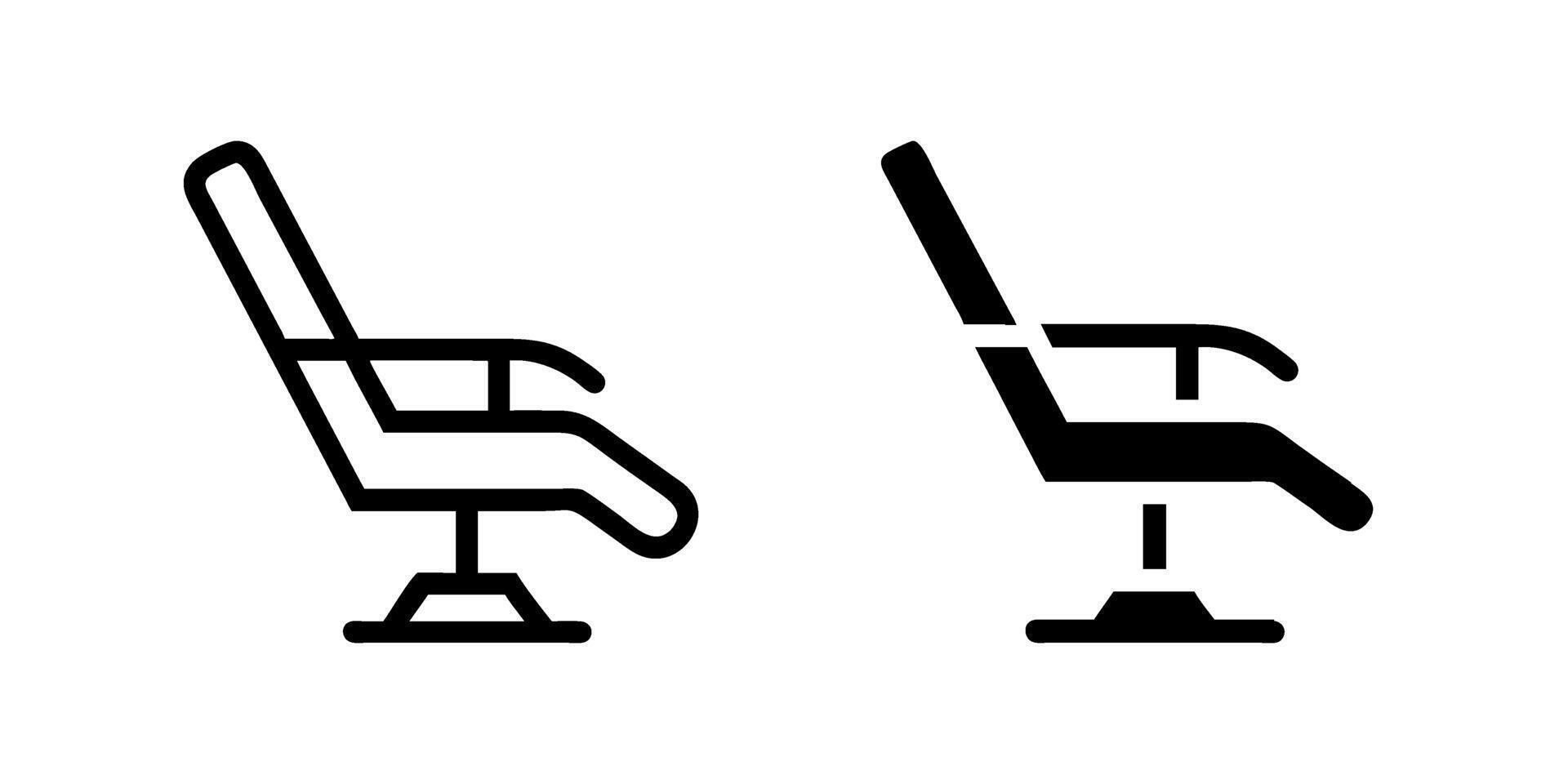 icon set depicting reclining chairs, perfect for furniture and relaxation designs. vector