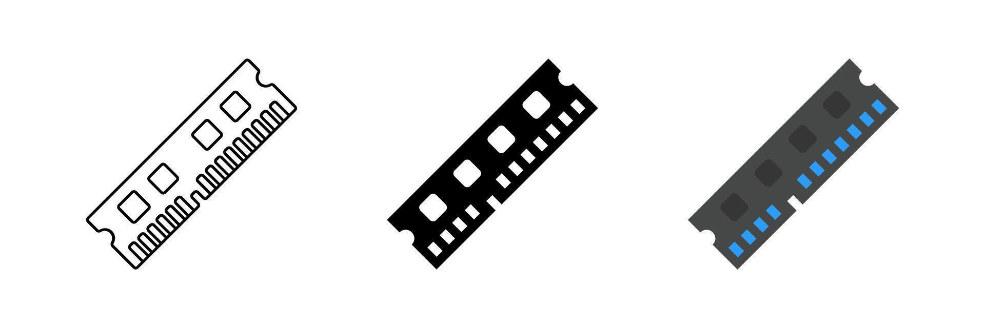 icon set featuring RAM modules, ideal for computer and memory designs. vector