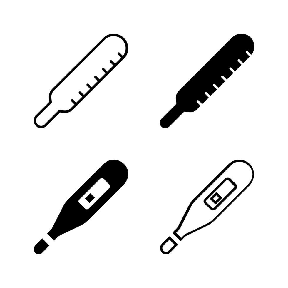 icon set featuring thermometers, ideal for health and weather designs. vector