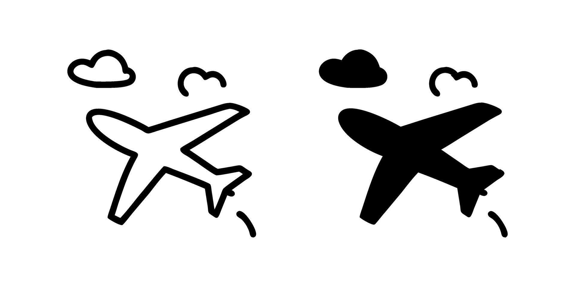 icon set featuring flying airplanes, perfect for travel and transportation designs. vector