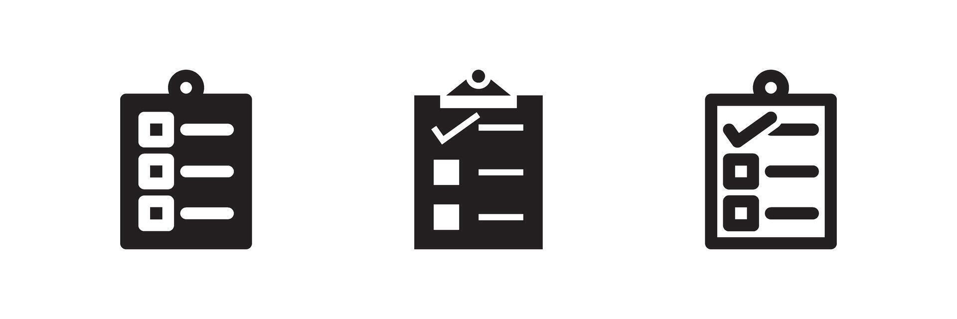 Checklist icon set for productivity, task organization, document tracking, and planning workflow vector