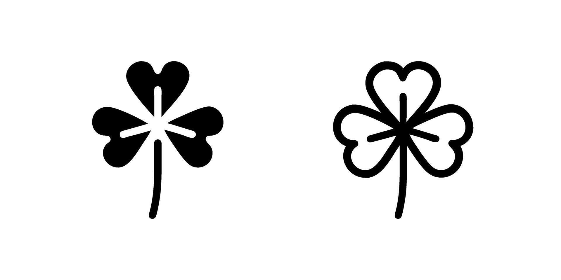 icon set depicting three leaves clovers, suitable for luck and nature designs. vector
