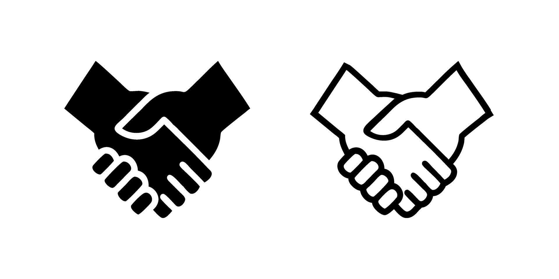 icon set featuring handshakes, suitable for agreement and partnership designs. vector