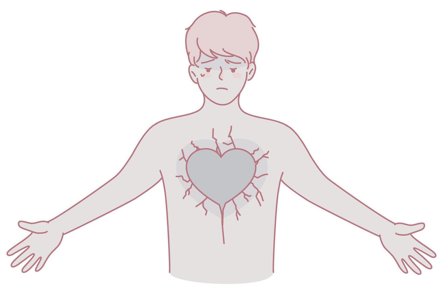 Illustration depicting the deep sadness and heartbreak experienced by a young man vector