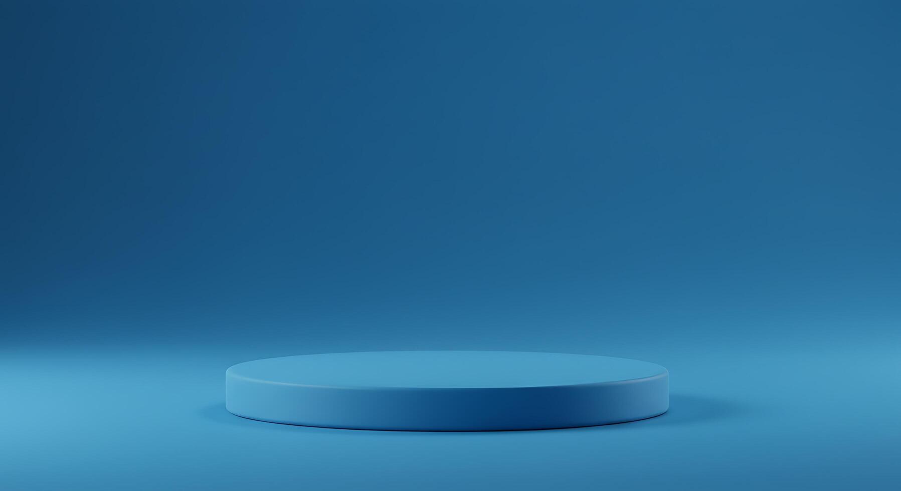 3d render of a blue round pedestal on a blue background photo