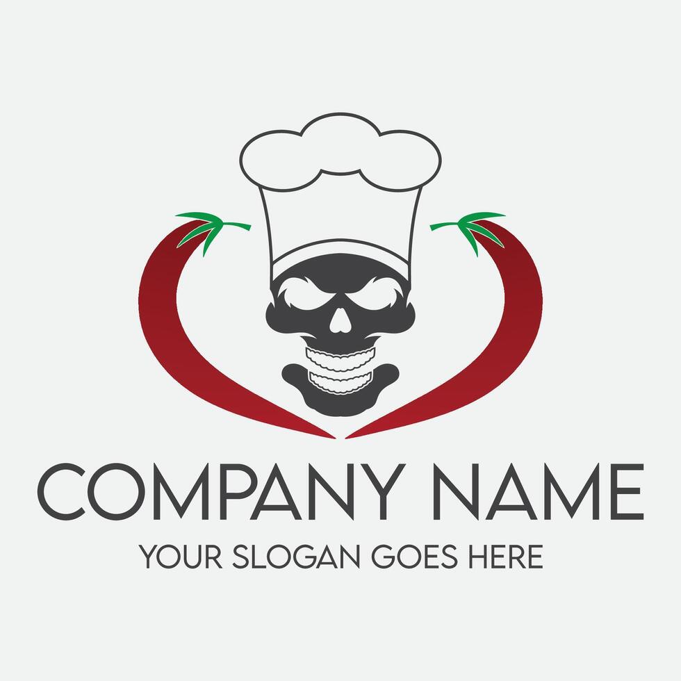 A skull chef logo combines culinary creativity with edgy boldness. vector
