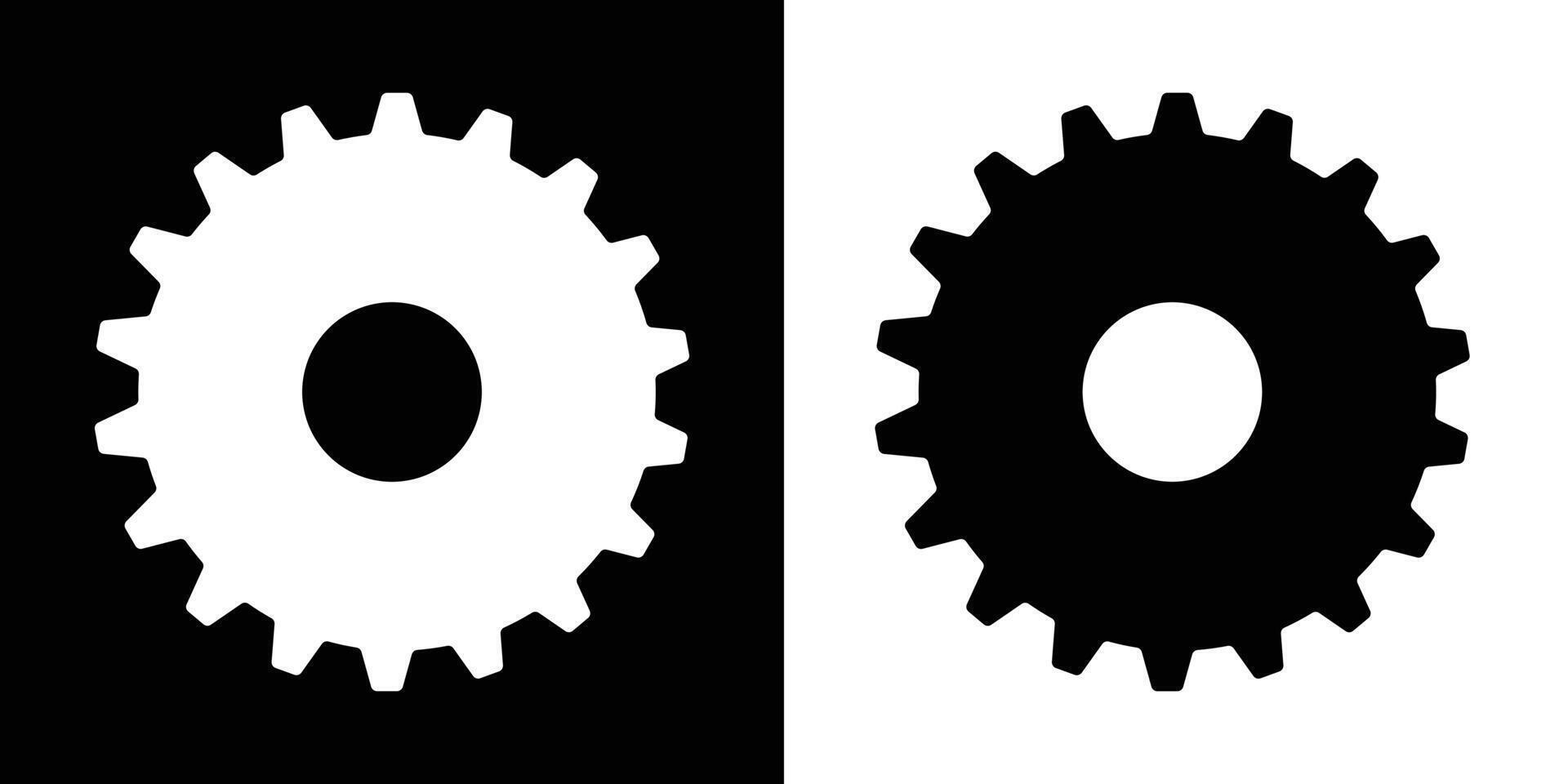 Setting icon symbol design illustration. Settings icons set isolated on black and white background. Gear icon, cogwheel icon symbol flat design. Simple illustration. eps 10 vector