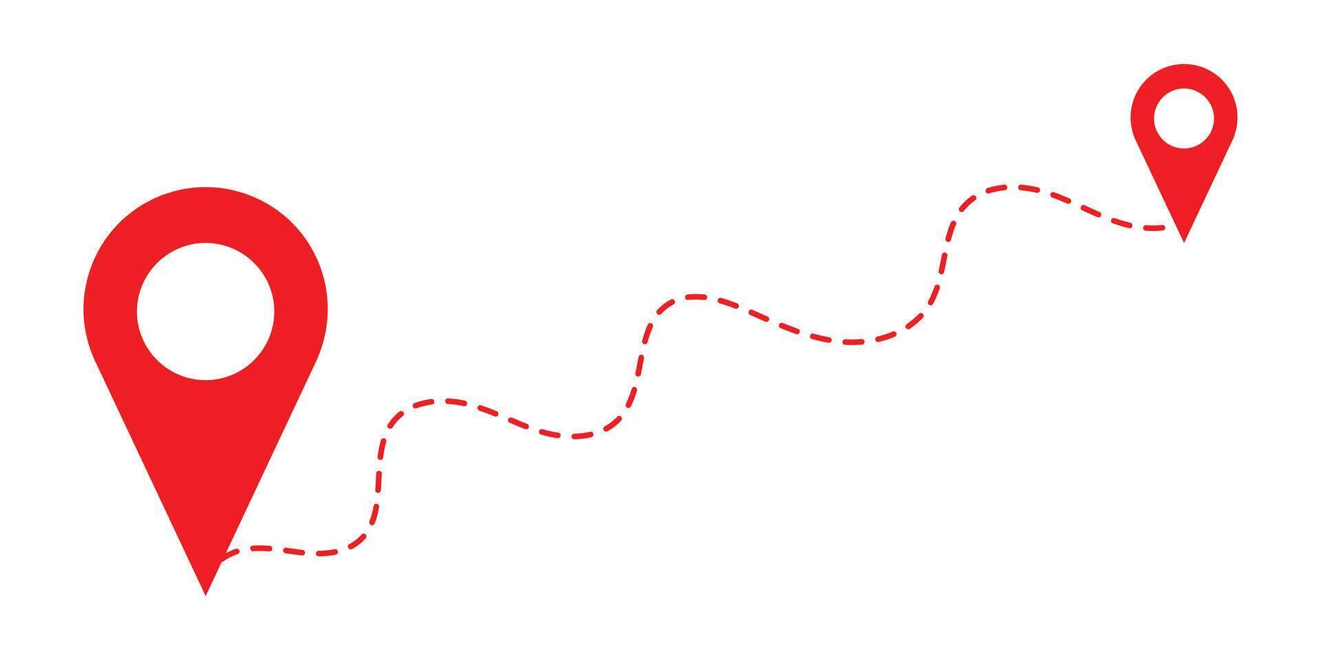 Road location icon. Route location icon isolated on white background. Red location map path distance icon. Location for web and design. illustration. eps 10 vector