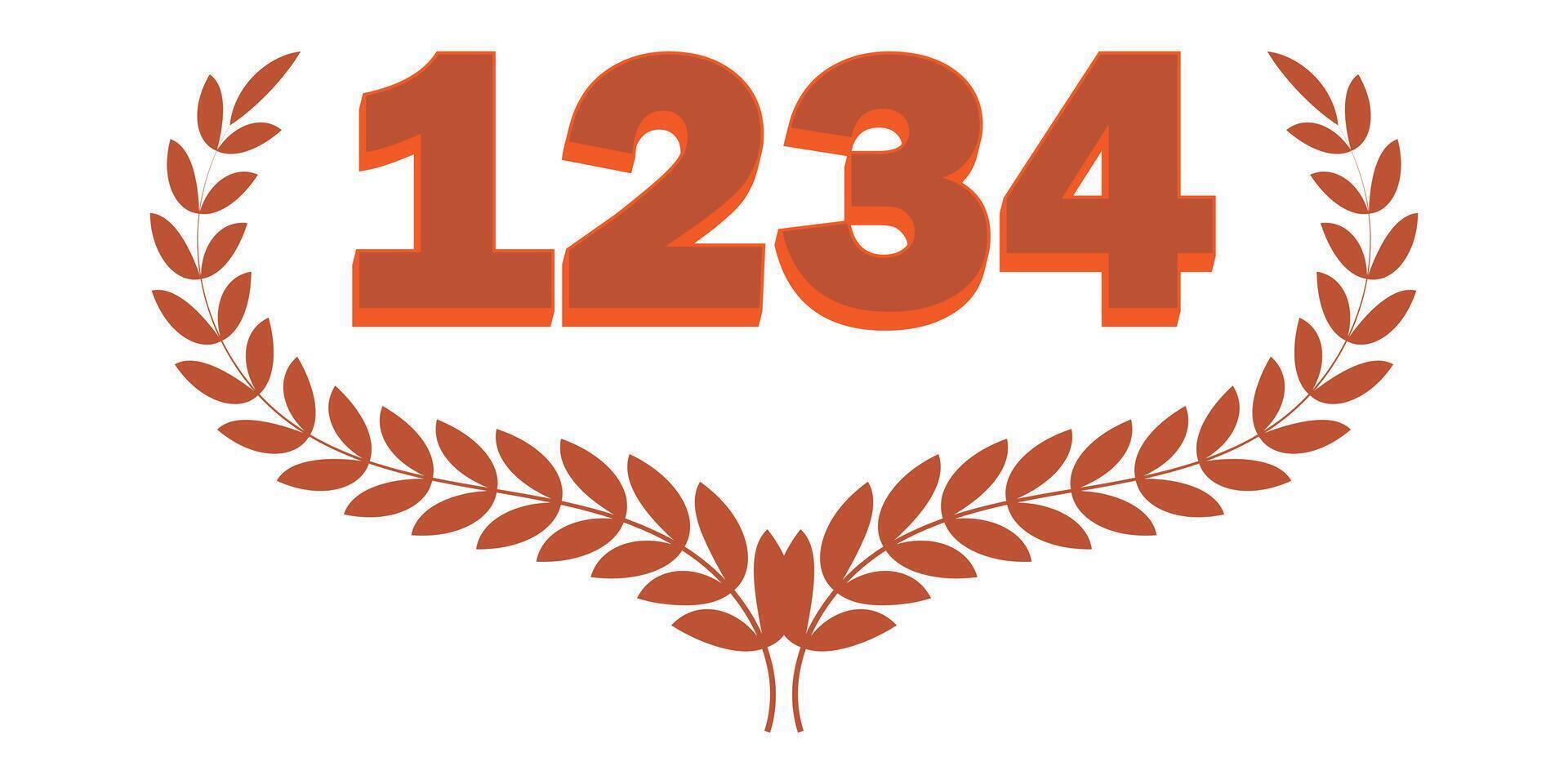 Orange Laurel Wreath. Winner places 1 2 3 4 icon. Award for winners. Winner trophy award. Simple illustration. eps 10 vector