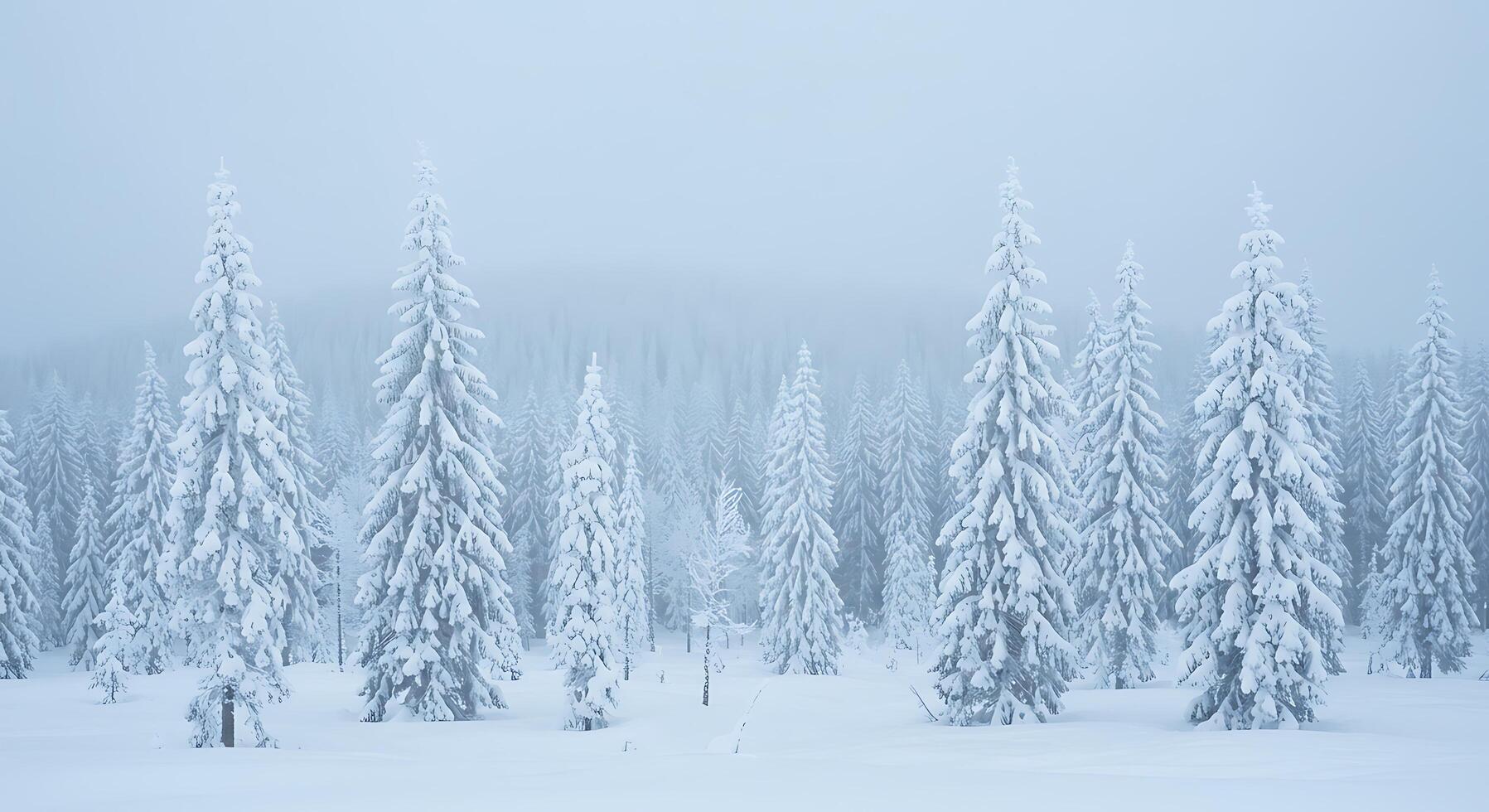 A snowy forest with trees covered in snow photo